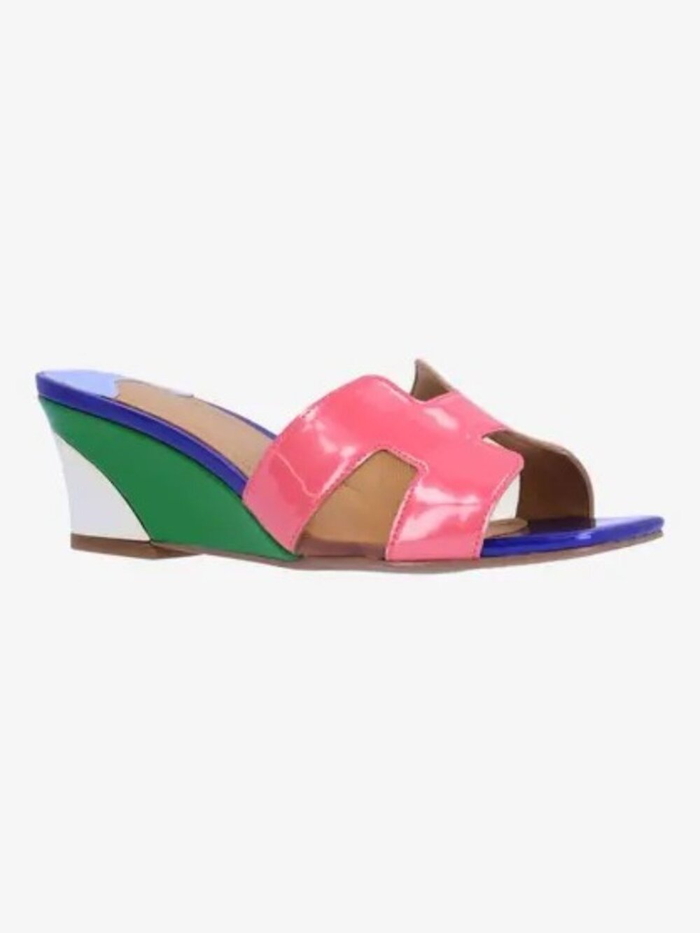 J. RENEÉ ZAHRA WOMEN'S PINK PATENT/MESH SLIP ON SANDAL